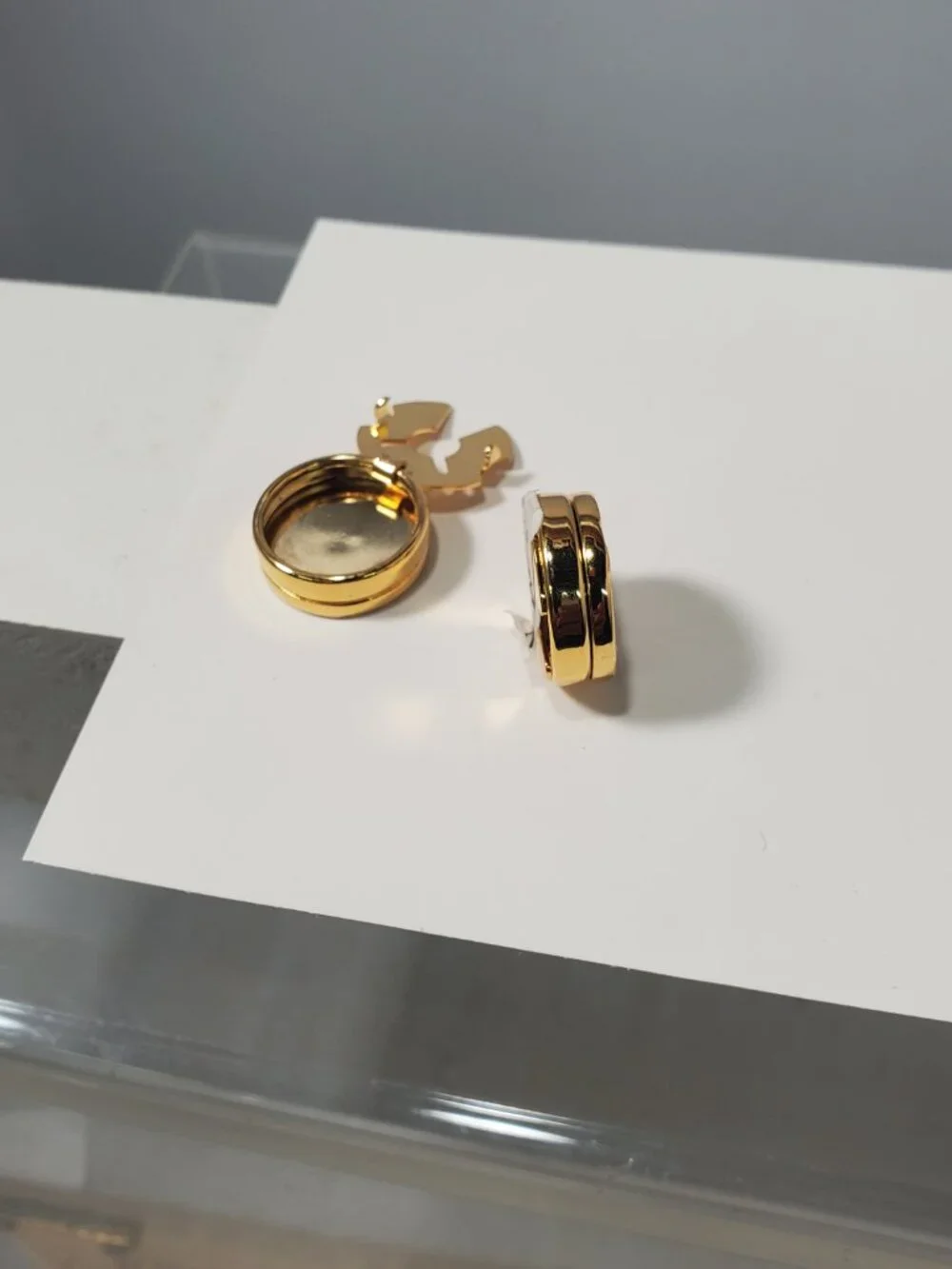 Gold & Silver-Tone Belt-Design Tie Clip and Round Button Cover Cuff Link Set